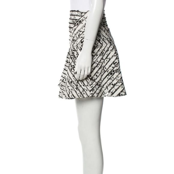 Parker Silk Black White Print Mesh Mini Skirt - Picture 2 of 16